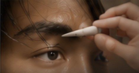 眉をデザインする施術の様子